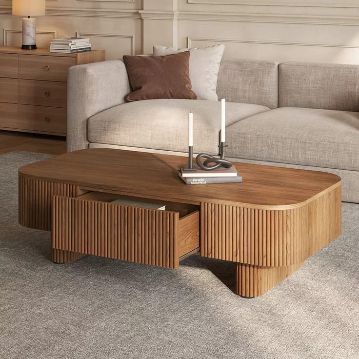 Modern Wooden & Glass Coffee Table Set | Decorea Home