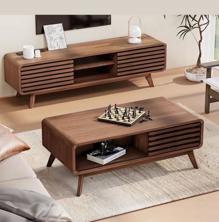 Modern Wooden & Glass Coffee Table Set | Decorea Home