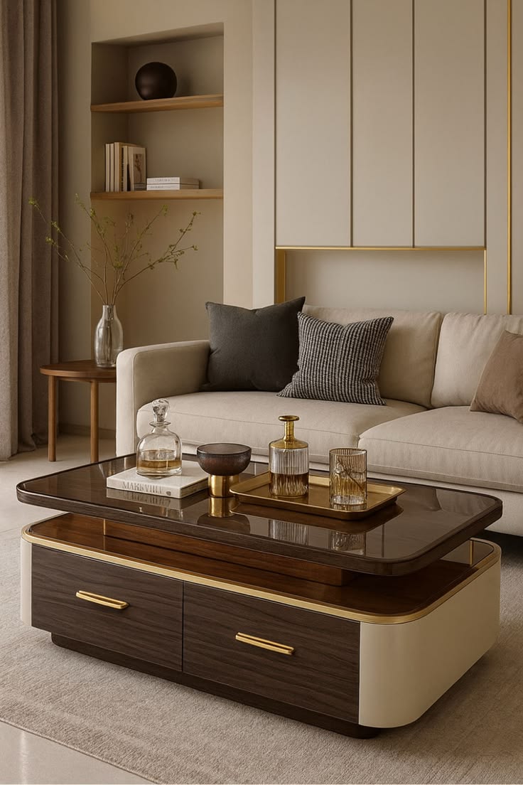 Modern Wooden & Glass Coffee Table Set | Decorea Home