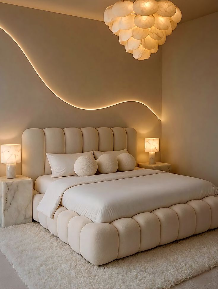 Luxury Cloud Fluffy Bubble Bed with Padded Headboard | Decorea Home