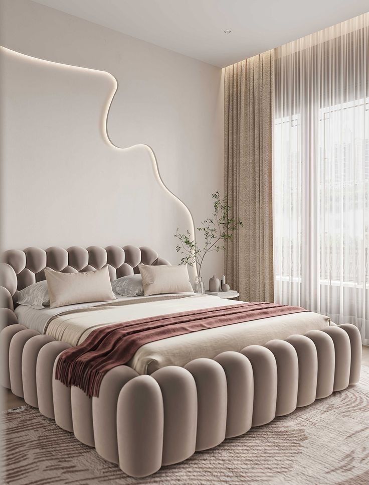 Luxury Cloud Fluffy Bubble Bed with Padded Headboard | Decorea Home