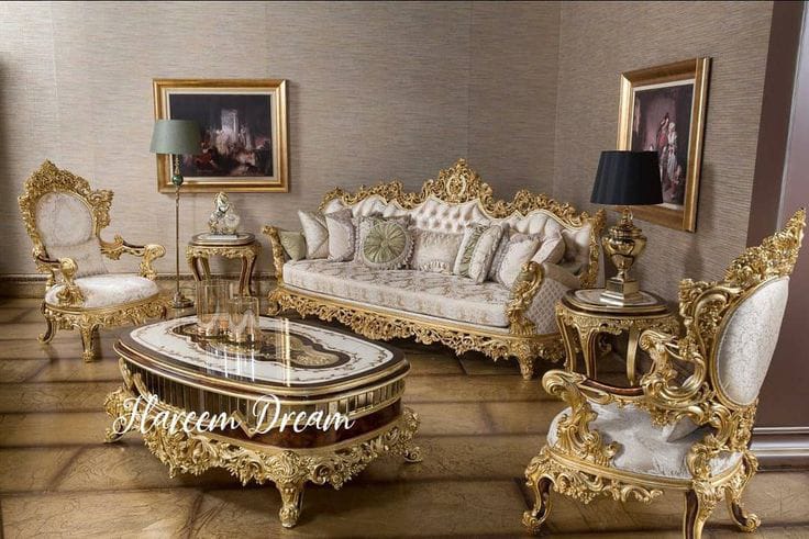 Traditional Royal Chinioti Sofa Set with Velvet Upholstery | Decorea Home