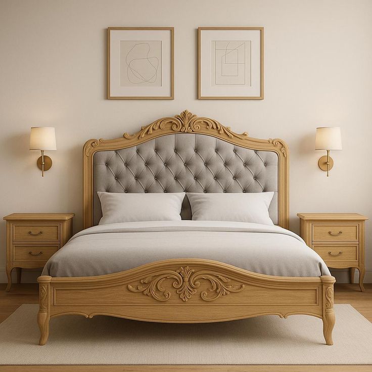 Decorea Home Modern Wooden King Size Bed Set with Headboard