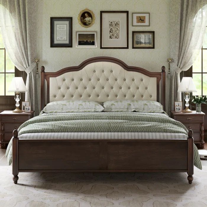 Decorea Home Modern Wooden King Size Bed Set with Headboard