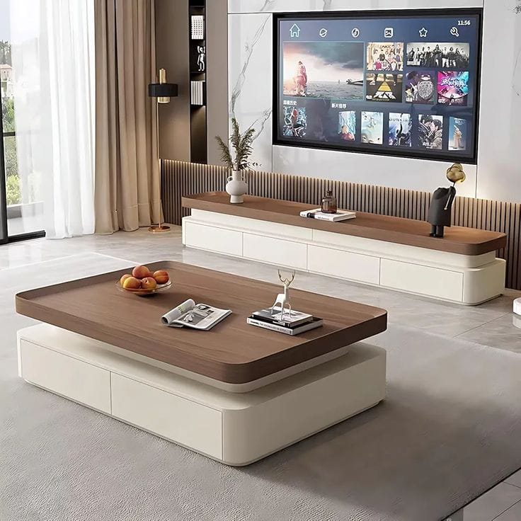 Decorea Home Modern Media Wall Design with Fluted Paneling